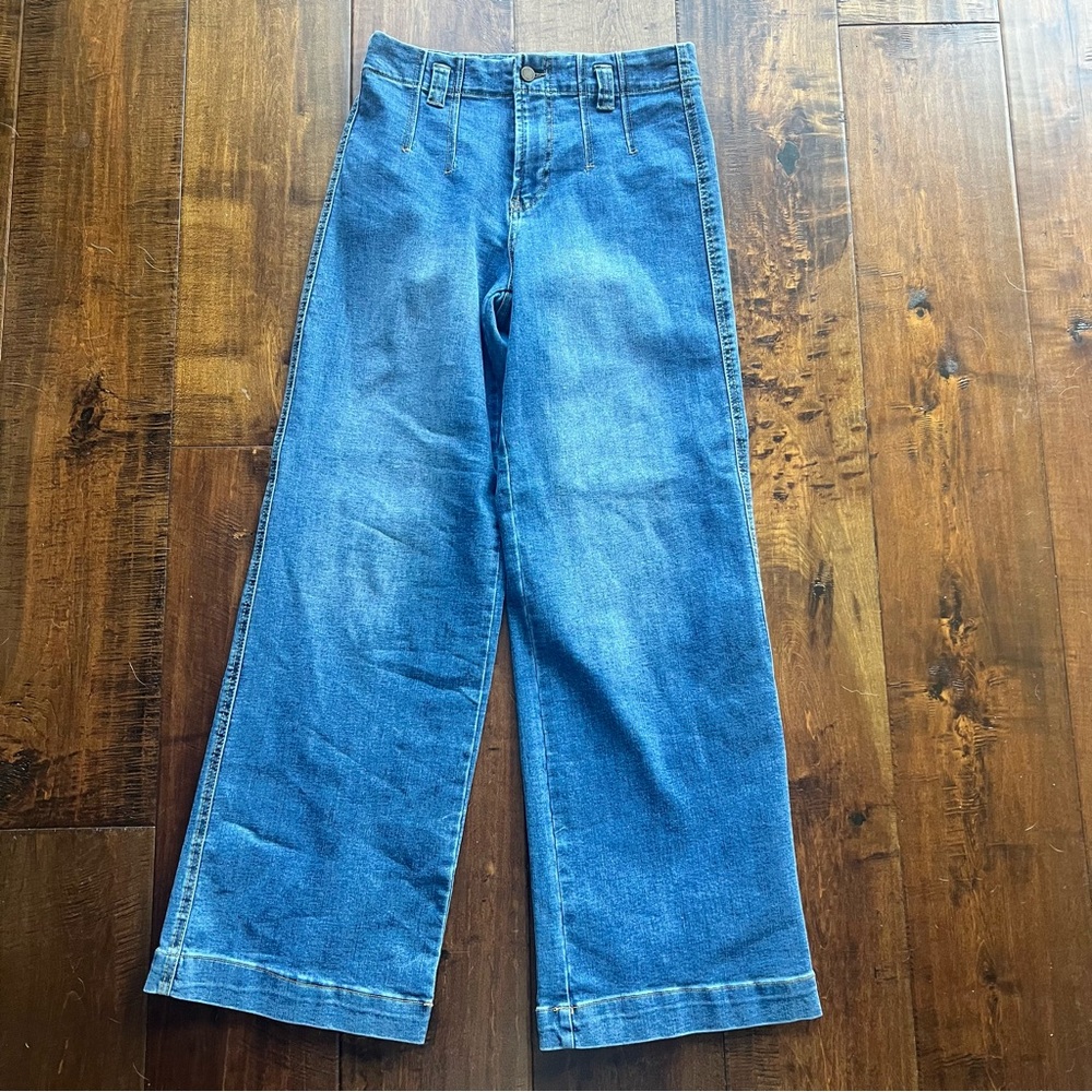 NWOT OAT Wide Leg High Waist Trouser Blue Denim Jeans